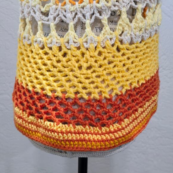 Handmade Crochet Multicolor Granny Square Knit Short Sleeve Shirt - Picture 5 of 10